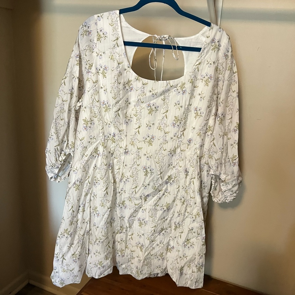 H&M Floral Long Sleeve Dress - White and Purple
